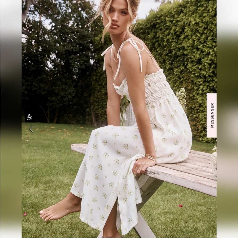 House of CB Christabel White Floral Midi Dress